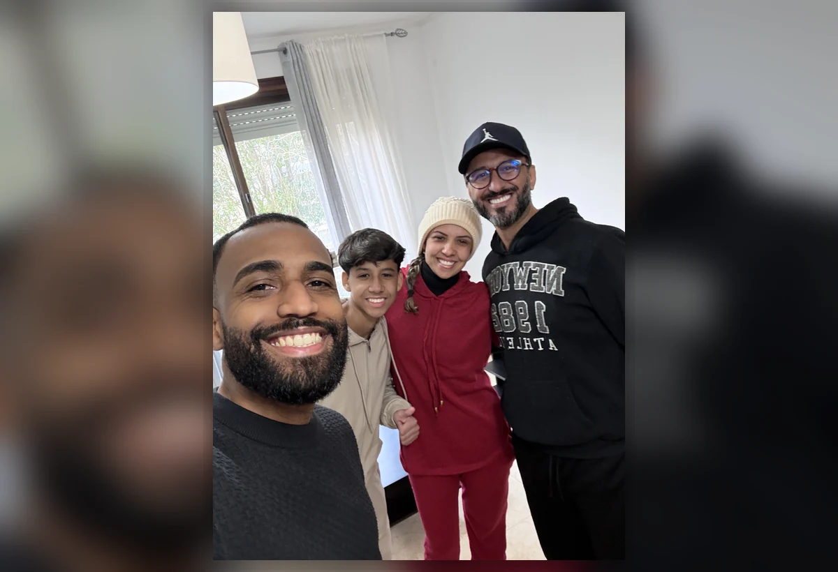 Gilmar e Luciana com a família em Portugal